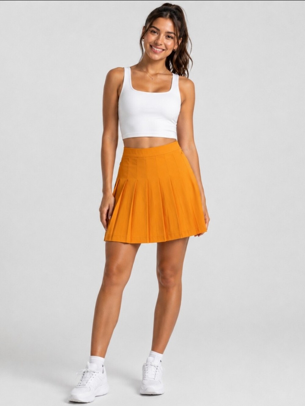 J. Lindeberg Adina Russet Orange Pleated Mini Skirt